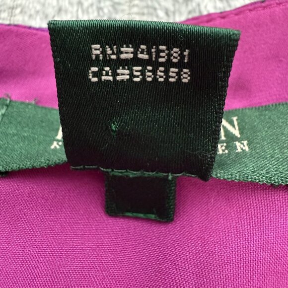 Ralph Lauren Dress Size 10 Pink Fuchsia Paisley Sleeveless A-Line Surplice Midi - Picture 8 of 10